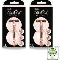 Wilkinson 2 x Sword Intuition veiligheidsscheermes in rosé goud, met 10 reservemesjes - grootverpakking - 2 stuks