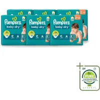 Pampers 6 x – Luiers – Baby-Dry Maat 3 (6-10 kg) – 34 Luiers - Grootverpakking - Vaatwasstrips - Babyluier - Babydouche - Droge Luier - Luier Voor Baby - Luier 3 Kg