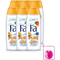 Fa 6 x - Douchegel - Pure Freshness Mango & Passievrucht - Verfrissend & Zoet - Hydraterend - 250 ml - Bulkverpakking - Douchegel mango en passievrucht - Douchemop - Verfrissende douchegel