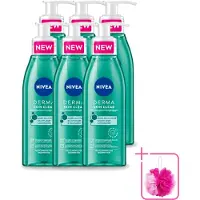 Nivea 6 x - Reinigingsgel - DERMA Huidzuiver - Voor onzuivere huid - Met Salicylzuur (AHA) & Niacinamide - Tegen Acne & Mee-eters - 150 ml - Bulkverpakking - Gezichtsreiniger - Douchemop - Acne huid