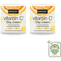Sence 2 x - Vitamine C - Dagcrème - Stralende Huid - 50 ml - Wasstrips - Vitamine C Crème - Stralende Huid - Huidveroudering - Collageen - Antioxidant