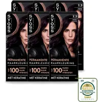 Syoss 6 x Permanent Coloration 3-3 - Haarverf - Trendy Violet - Wasstrips - Haarkleur - Haarverf - Keratine - Grijsdekking - Haarverf Permanent