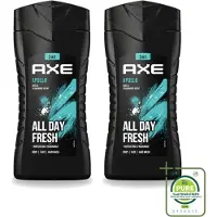 Axe 2 x - 3-in-1 Douchegel - Apollo - Sage & Cedarwood - 250 ml - Grootverpakking - Vaatwasstrips - Douchegel - Mannelijke Geur - 3-in-1 - Cederhout - Groen Fruit