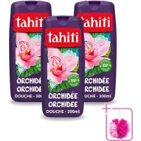 Tahiti 3 x - Douchegel - Orchidee - 100% Vegan - 300 ml - Bulkverpakking - Douchegel orchidee - Douchemop - Orchidee geur