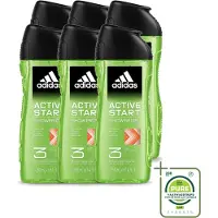 Adidas 6 x - 3-in-1 Douchegel - Active Start - Kruidige Geur - Gerecyclede Verpakking - 250 ml - Grootverpakking - Vaatwasstrips - Douchegel - 3-in-1 - Lichaam - Gezicht - Haar