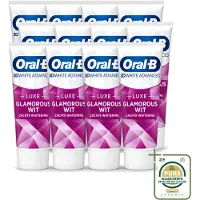 Oral-B 12 x - 3D White Advanced – Tandpasta – Luxe – Glamorous White – 75 ml - Wasstrips - Tandpasta - Witte Tanden - Geavanceerde Whitening - Fluoride - Anti-vlekken