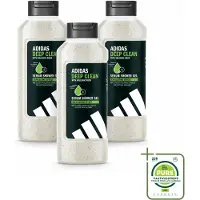 Adidas 3 x – Douchegel – Active Skin & Mind Deep Clean – 400 ml - Grootverpakking - Vaatwasstrips - Douchegel - Reinigen Na Training - Exfoliëren - Huid Reinigen - Vulkanische Steen