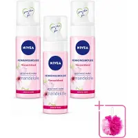 Nivea 3 x - Reinigingsmousse - Essentials Verzachtend - Voor droge & gevoelige huid - Met Amandelolie & Hydramine - 150 ml - Bulkverpakking - Gezichtsreiniger - Douchemop - Droge huid