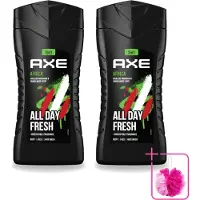 Axe 2 x - 3-in-1 Douchegel - Africa - Squeezed Mandarin & Sandalwood - 12hrs Long Lasting Scent - 250 ml - Bulkverpakking - Douchegel - Douchemop - Geur mandarijn en sandelhout