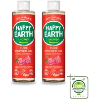 Happy Earth 2 x – Douchegel – 100% Natuurlijk Floral Patchouli – 300 ml - Grootverpakking - Vaatwasstrips - Douchegel - Natuurlijke Douchegel - Vegan Douchegel - Patchouli Geur - Huid Verzorging