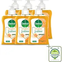 Dettol 6 x - Handzeep - Nourish - Honing & Vanille - 250 ml - Grootverpakking - Vaatwasstrips - Handzeep - Antibacteriële Handzeep - Handen Wassen - Handen Verzorgen - Huid Verzorgen