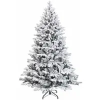 vidaXL Kunstmatige Hinged Kerstboom 210 cm PVC en Metalen Groen en Wit