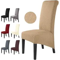 Famanu – Stretch Stoelhoezen voor Eetkamerstoelen, 6 Stuks, Camel, Wasbaar en Verwijderbaar