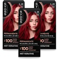 Syoss 3 x - Coloration 5-29 Intens Rood - Haarverf - Grijsdekking - Vermindert Haarbreuk - Voordeelverpakking - 3 stuks