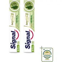 Signal 2 x - Integral & Actions - Tandpasta - Natuurlijke Kruiden - Gerecyclede Verpakking - 75 ml - Wasstrips - Tandpasta - Natuurlijke Kruiden - Fluoride - Tandbederf - Tandplak