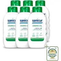 Sanicur 6 x – Bad & Douchegel – Dermo-Oil – 300 ml - Wasstrips - Bad En Douchegel - Droge Huid - Gevoelige Huid - Voedende Badgels - Huidbarrière