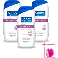 Sanex 3 x Dermo - Pro Hydraterend - Douchecrème - Zeer Droge Huid - 500 ml - Bulkverpakking - Hydratatie huid - Douchemop - Droge huid