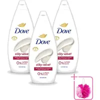 Dove 3 x Silky Velvet - Douchegel - Sulfaatvrij - 250 ml - Bulkverpakking - Douche gel - Douchemop - Zijdezachte huid