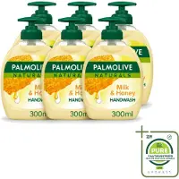 Palmolive 6 x Pamlolive Naturals - Handzeep - Melk & Honing - 300 ml - Grootverpakking - Vaatwasstrips - Handzeep Melk Honing - Handverzorging - Zeepvrije Handzeep - Natuurlijke Handzeep - Handen Hydrateren