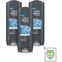 Dove 3 x - Douchegel - Men+ Care Clean Comfort - Comfort en verzorging - 250 ml - Grootverpakking - Vaatwasstrips - Douchegel - Fris - Energie - Reiniging - Hydraterend