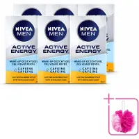 Nivea 6 x MEN - Active Energy - Wake-up Gezichtsgel met Cafeïne - 50 ml - Bulkverpakking - Cafeïne - Douchemop - Energie