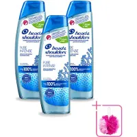Head & shoulders 3 x - Anti-Roos Shampoo - Pure Intense - Hoofdhuid Detox - 250 ml - Bulkverpakking - Hoofdhuid detox - Douchemop - Roosbestrijding