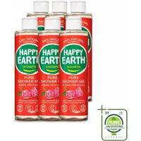 Happy Earth 6 x – Douchegel – 100% Natuurlijk Floral Patchouli – 300 ml - Grootverpakking - Vaatwasstrips - Douchegel - Natuurlijke Douchegel - Vegan Douchegel - Patchouli Geur - Huid Verzorging