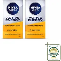 Nivea 2 x MEN Active Energy gezichtsverzorgingscrème met cafeïne - 50 ml - voordeelverpakking - 2 stuks
