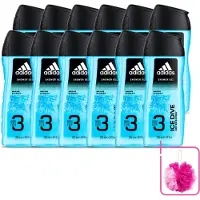 Adidas 12 x - 3-in-1 Douchegel - Ice Dive Refreshing - Marine Extract - 250 ml - Bulkverpakking - Ice Dive Douche en Shampoo - Douchemop - Verfrissend