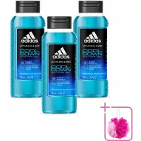 Adidas 3 x – Douchegel – Active Skin & Mind Cool Down – 250 ml - Bulkverpakking - Douchegel - Douchemop - Verkoeling