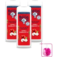 Le Petit Marseillais 3 x – Douchegel – Bio Katoenmelk & Papaver – 400 ml - Bulkverpakking - Douchegel bio - Douchemop - Katoenmelk