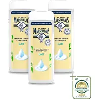Le Petit Marseillais 3 x – Douchecrème – Lait – 400 ml - Wasstrips - Douchecrème - Lait Douchecrème - Hydraterende Douchecrème - Zachte Douchecrème - Natuurlijke Douchecrème