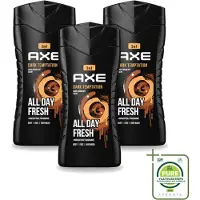 Axe 3 x - 3-in-1 Douchegel - Dark Temptation - Dark Chocolate - 250 ml - Grootverpakking - Vaatwasstrips - Douchegel - Chocolade - 3-in-1 - Lichaam - Gezicht