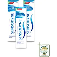 Sensodyne 3 x – Tandpasta – Extra Fresh Gel – 75 ml - Wasstrips - Gevoelige Tanden - Tandgevoeligheid - Fris Mondgevoel - Tandpasta - Fluoride