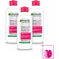 Garnier 3 x - SkinActive - Micellair Reinigingswater - Droge & Gevoelige Huid - Hydraterend & Reinigend - 400 ml - Bulkverpakking - Micellair reinigingswater - Douchemop - Droge huid