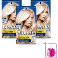 Schwarzkopf 3 x - Haarverf - Blonde Platinum Blond L101 - Bulkverpakking - Platinablonde kleur - Douchemop - Haarkleur oplichten