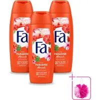 Fa 3 x - Paradise Moments - Douchecrème - Hibiscusbloem - 250 ml - Bulkverpakking - Douchecrème hibiscusbloem - Douchemop - Vegan douchecrème