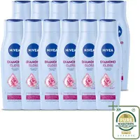 Nivea 12 x - Shampoo - Diamond Gloss - 250 ml - Wasstrips - Diamanten Glans - Verzorging Haar - Schitterende Glans - Gezond Haar - Soepel Haar