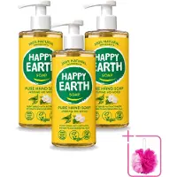 Happy Earth 3 x – Handzeep – 100% Natuurlijk Jasmine Ho Wood – 300 ml - Bulkverpakking - Natuurlijke handzeep - Douchemop - Vegan handzeep