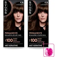 Syoss 2 x Permanent Coloration 4-8 - Haarverf - Chocolade Bruin - Bulkverpakking - Haarkleur - Douchemop - Chocoladebruin