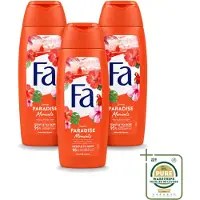 Fa 3 x - Paradise Moments - Douchecrème - Hibiscusbloem - 250 ml - Wasstrips - Douchecrème Hibiscusbloem - Vegan Douchecrème - Huidverzorgende Douchecrème - Hibiscusbloem Geur - Duurzame Douchecrème
