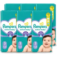 Pampers 6 x – Luiers – Active Baby Maat 3 – 54 Luiers - Voordeelverpakking - 6 stuks