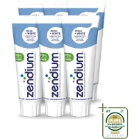 Zendium 6 x - Tandpasta - Fresh+ White - 75 ml - Wasstrips - Tandpasta - Frisse Adem - Witte Tanden - Natuurlijke Tandpasta - Fluoride