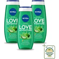 Nivea 3 x - Love Adventure Douchegel - Huidbeschermend - 250 ml - Wasstrips - Douchegel - Huidbeschermend - Verfrissend - Vitamine C - Vitamine E
