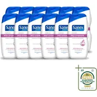 Sanex 12 x Dermo - Pro Hydraterend - Douchecrème - Zeer Droge Huid - 500 ml - Wasstrips - Hydratatie Huid - Droge Huid - Douchecrème - Huidbescherming - Dermo Active 3 Complex