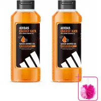 Adidas 2 x – Douchegel – Active Skin & Mind Energy Kick – 400 ml - Bulkverpakking - Douchegel - Douchemop - Energie