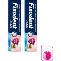 Fixodent 2 x Plus – Kleefcrème – Food Barrier – Frisse Smaak – 40 g - Bulkverpakking - Kleefpasta kunstgebit - Douchemop - Voedselbarrière kunstgebit