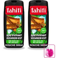 Tahiti 2 x - Douchegel - Verkwikkend Bio Hout - 100% Vegan - 300 ml - Bulkverpakking - Douchegel - Douchemop - Houtgeur