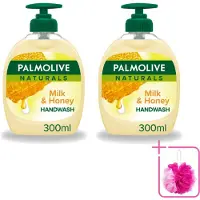 Palmolive 2 x Pamlolive Naturals - Handzeep - Melk & Honing - 300 ml - Bulkverpakking - Handzeep melk honing - Douchemop - Handverzorging