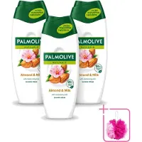 Palmolive 3 x – Douchecrème – Naturals Almond & Milk – 500 ml - Bulkverpakking - Douchecrème - Douchemop - Amandel